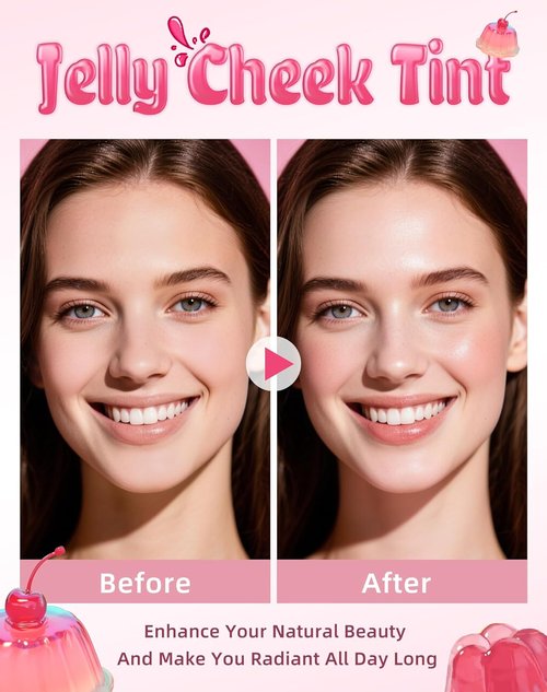 KIMUSE Jelly Cheek & Lip Tint - Multi-Use Watercolor Blush for Cheeks, Lips & Eyes | Lightweight, Vegan Formula