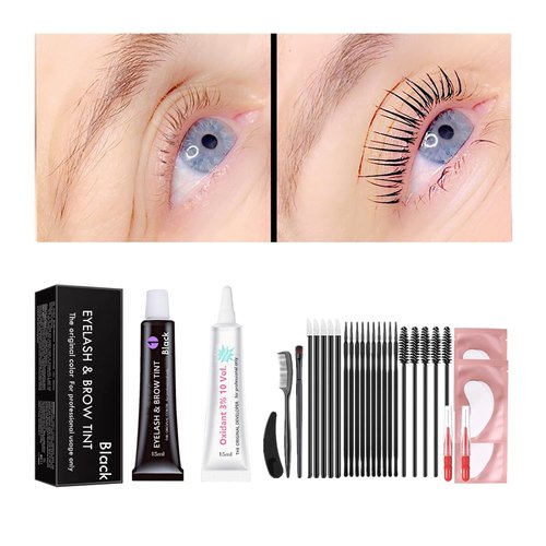 Skiennix Black Lash Tint Kit - Keratin Eyelash & Eyebrow Dye for 6-Week Voluminous Tinting