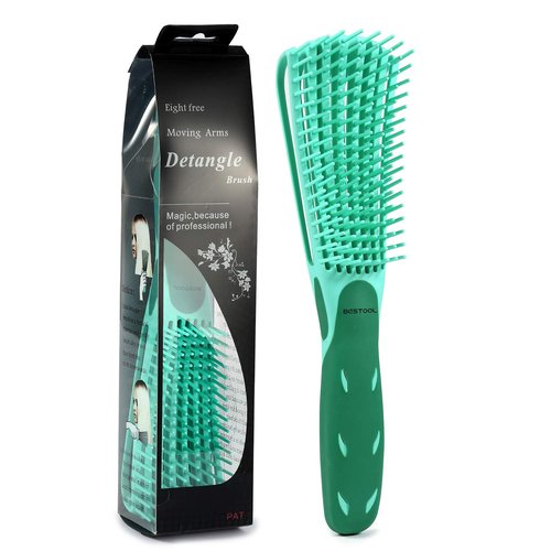 BESTOOL Detangling Brush for Black Natural Hair - Effortlessly Detangle Curly & Afro Textures (Green)