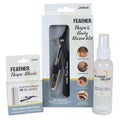 Feather - Nape and Body Razor Kit – Professional Use Hair Cutting Tool - Includes Nape Razor, 10 Nape Blades & 2 oz Blade Glide – Ideal for Nape, Sideburns, Eyebrows, and Bikini Line – Made in Japan