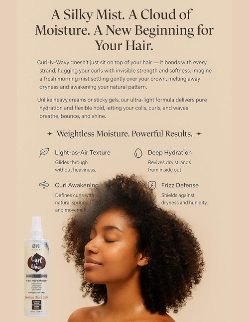 ON Natural Curl-N-Wavy 4-in-1 Hair Enhancer - Cherry Blossom Scent | 10 Oz for All Hair Textures