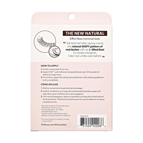 KISS The New Natural, False Eyelashes, 'Pearl Earring', 12mm, Includes 4 Pairs Of Lashes, Easy to Apply, Reusable Lash Clusters
