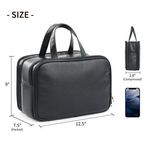 Large Travel Makeup Bag for Women with Luggage Sleeve and Reinforced Dual Handles, Featuring 10 Independent Elastic Brush Slots and 25 Pockets, Large Capacity Waterproof Cosmetic & Toiletry Organizer
