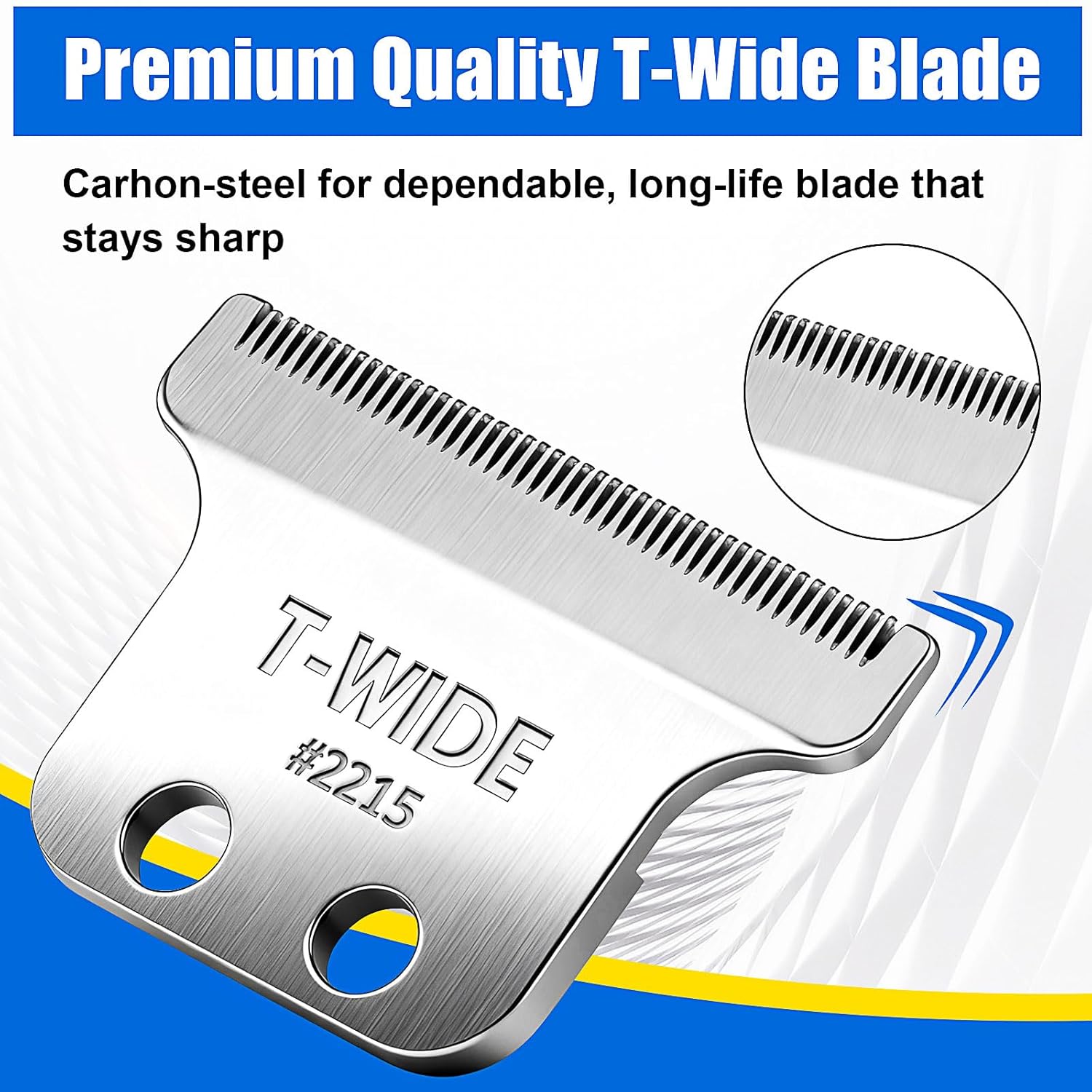 Wahl 2215 Replacement T Wide Blades - Adjustable Stainless Steel Zero-Gap for Detailer Li Trimmer (1PC, Silver)