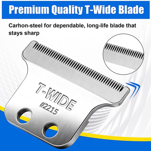 2215 Replacement T Wide Blades Compatible with Wahl 5 Star Detailer Li Trimmer(8081) and (8171) - Adjustable Stainless-steel Zero-Gap Trimmer Blade （1PC-silver)