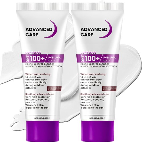 SPF 100 Sunscreen Duo Pack - 2Pcs 80G High SPF Sun Screen Protector for Face & Body - Waterproof Sport Sunscreen Lotion Travel Friendly