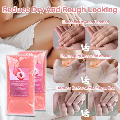 MAQIHAN Paraffin Wax for Hand and Feet - 2 Pack Paraffin Wax Refills Peach Scented for Dry Skin, Hydration Nourish Suitable Salon, Home Foot Spa And Hand Spa