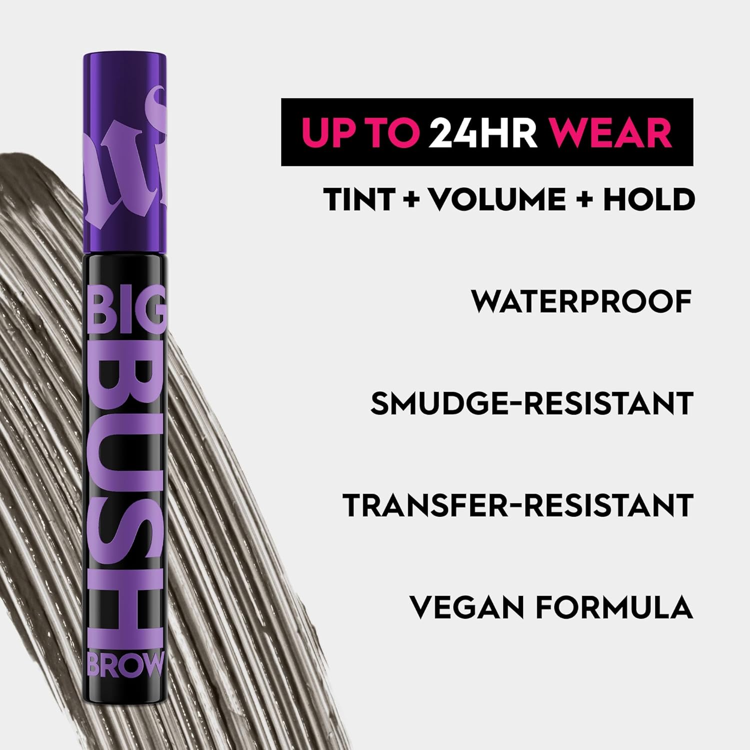 Urban Decay Big Bush Volumizing Tinted Eyebrow Gel - Waterproof, Smudge-Resistant, 24 HR Hold, Vegan - 0.19 fl oz