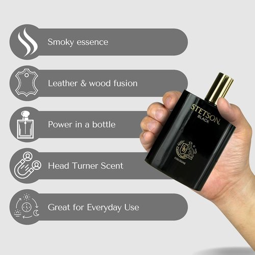 Stetson Black Cologne for Men - Invigorating Fragrance Spray | 3.4 Ounces