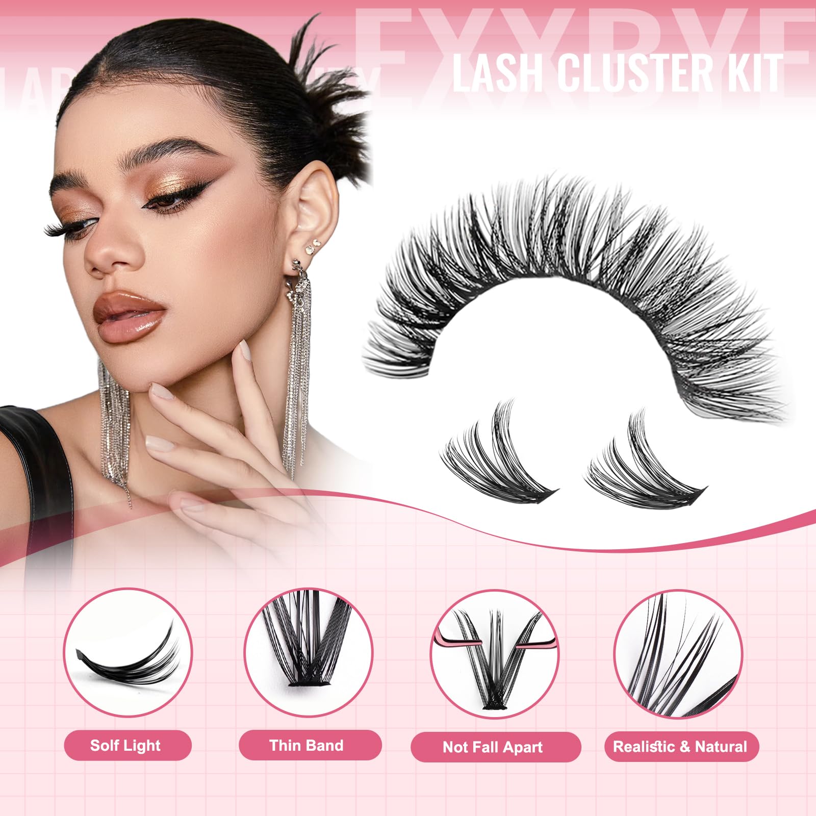 Wispy Lash Clusters Kit 800pcs Lash Extension Kit DIY Eyelash Clusters 30D&40D&50D Lashes Clusters 8-18mm With Lash Bond and Seal, Lash Tweezers, Lash Remover，Lash Brush