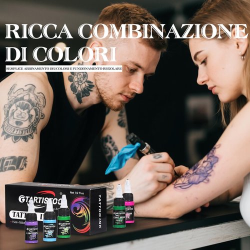Tattoo Ink Set 16 Colors 1/2 oz (15ml) Professional Vegan-Friendly Pigment Tattoo Supplies Kit Color Inks