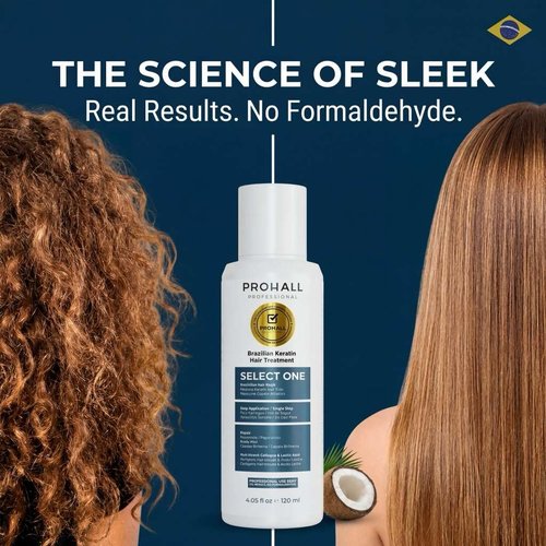 Prohall Select Brazilian Keratin Treatment - Formaldehyde-Free Blowout Complex 4.05 oz | At-Home Hair Smoothing