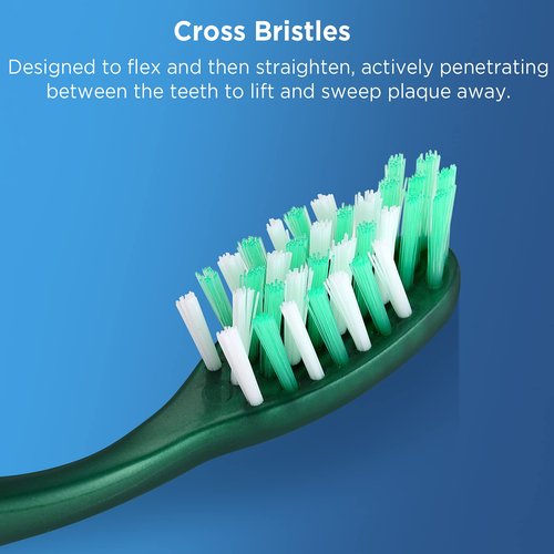 Fremouth Extra Firm Toothbrushes with Covers for Adults, Cross Extra Hard Bristles, with Built in Tongue Scraper, 6 Count