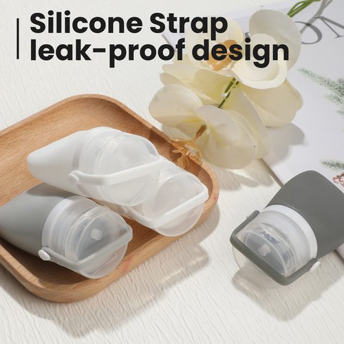 RONRONS Silicone Travel Bottles,1oz Mini Ketchup Squeeze Salad Dressing Sauce Bottles Small Leak Proof TSA Approved Container for Shampoo Conditioner Toiletries(4 Pieces