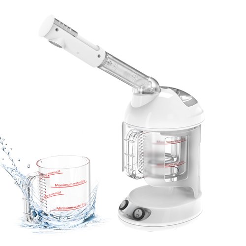 Portable Facial Steamer with Removable Water Cup, UV Ozone Nano Ionic Face Steamer for Facial Deep Cleaning, Unclogs Pores, Hydrating and Sinus Relief for Women Men Home SPA, Warm Mist