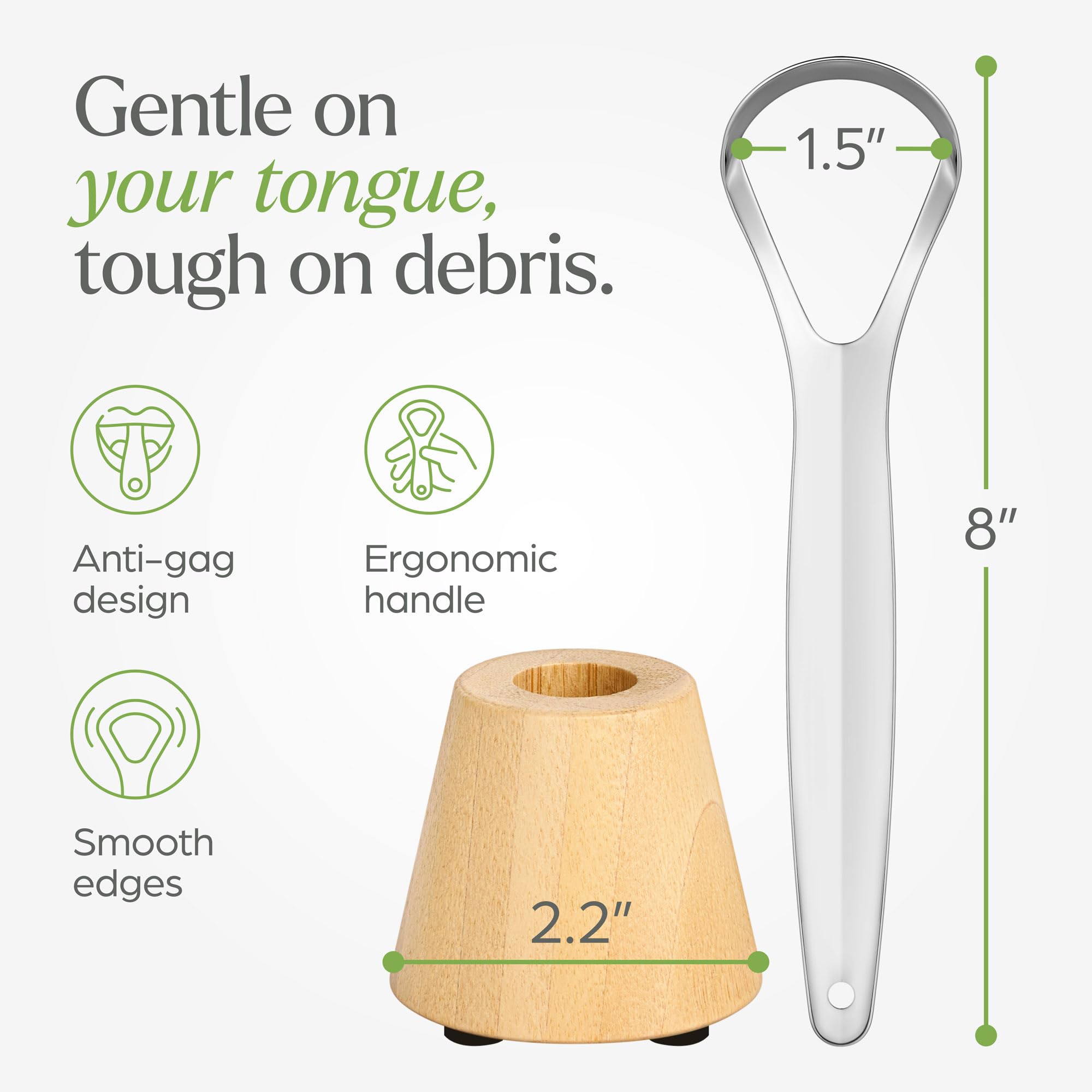 VIVAGO Tongue Scraper for Adults with Holder (2 Pack) - Metal Tongue Scraper for Tongue Cleaning and Reducing Bad Breath - Stainless Steel Tongue Scraper for Adults, Tongue Cleaner for Adults