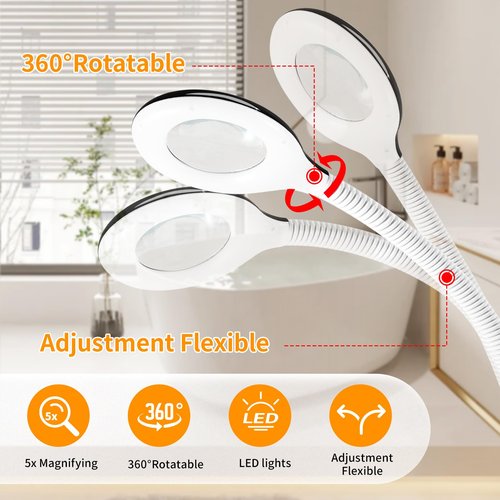 Professional Facial Steamer, 2 in 1 Facial Steamer with 5X Magnifying Lamp, Ozone Face Steamer, Suitable for Home or Beauty Spa Use