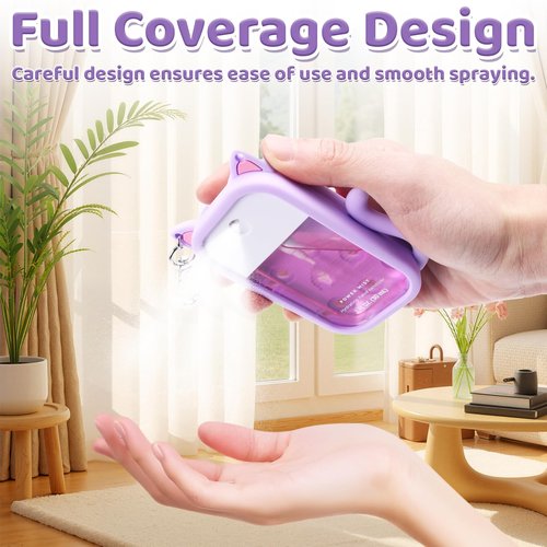 Hand Sanitizer Spray Case for Touchland Silicone Case Keychian for 1 FL OZ Hand Sanitizer Holder Spray Keychain Holder Cute Cat Design Cases with Charms Compatible With Touch Land Mist Accessory C