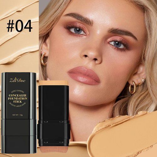 Skiennix Foundation Stick - Dual-Ended 2-in-1 Longwear & Waterproof Concealer for Dark Circles & Blemishes, 2.09 oz (04#)