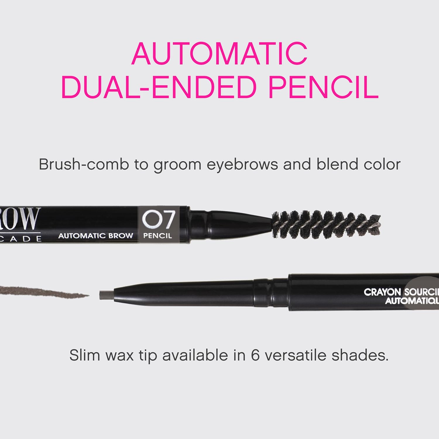 Vivienne Sabó Brow Arcade Eyebrow Pencil - Micro Definer with Brush for Cool Tones | Longwear Smudge-Proof, Shade 07 Ash Brown, 0.035 oz