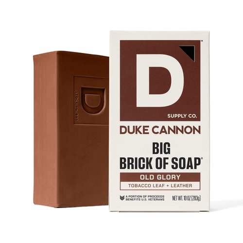 Duke Cannon Big Brick of Soap, Old Glory | 10oz Triple-Milled Bar Soap for Men | Long-Lasting, Masculine Scent of Leather and Tobacco Leaf | Natural Oils | Supports U.S. Veterans