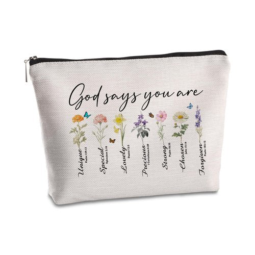 SYIJIMSJKT Inspirational Gifts for Women Cosmetic Bag God Says You Are Christian Gifts for Women Faith Travel Organizer Makeup Bag Encouraging Meaningful Birthday Christmas Gifts for Teenager Sister