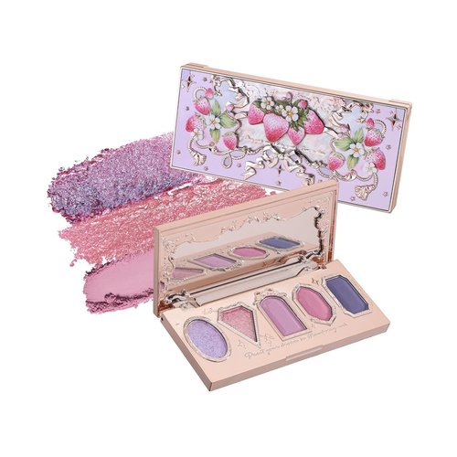 Flower Knows Violet Strawberry Rococo Eyeshadow Palette - Purple Pink Makeup with 3 Matte & 2 Shimmer Shades, 0.21 Oz