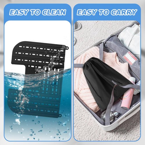 Kryslanix Bathroom Sink Cover for Counter Space With Storage Bag, 22 * 17" Foldable Sink Cover,Silicone Beauty Makeup Brush Cleaning Mat,for Counter Space & Storage Saver(black)