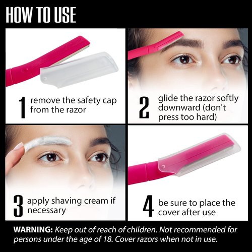 Tenive Eyebrow Face Razor - Eyebrow Hair Trimmer and Shaver with Protective Cover Dermaplaning Razor Tool for Women 6-count