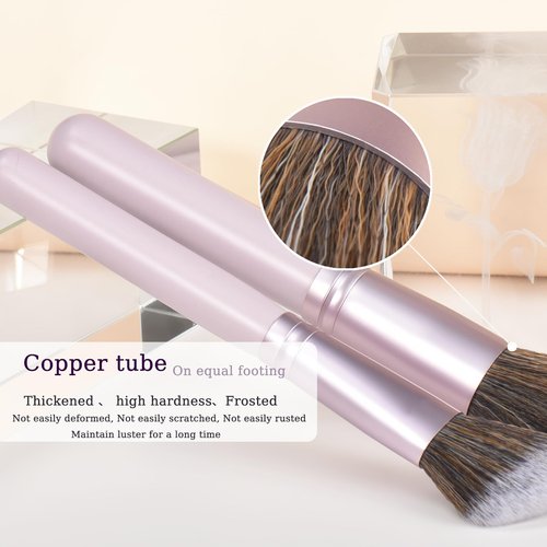 29Pcs Makeup Tool Set Includes: Wooden Handle 10Pcs Kabuki Makeup Brush set 18Pcs Makeup Sponges Suitable for makeup artists and perfect gifts (Purple 29pcs)