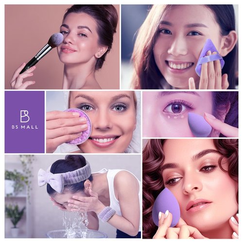 BS-MALL Makeup Brushes Set 30 Pcs – Including Face Washing Puffs, Blush Powder Bronzer Foundation Eyeshadow Concealer Brushes, and Mini Makeup Sponge Makeup Sponges Set (Black)