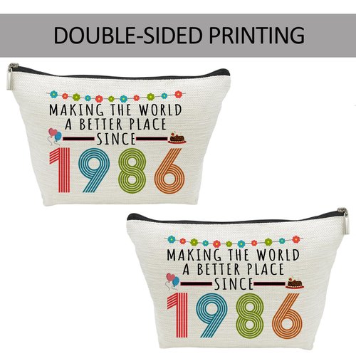 Choinn 40th Birthday Gifts for Women, Funny 40 Year Old Gift Makeup Bag, 1986 40th Birthday Decorations Makeup Bags for Her, Mom, Aunt, Wife, Sister, Coworker, Friend, Mothers Day Cosmetic Travel Bag