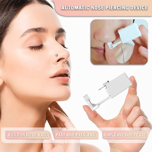 Juder Nose Piercing Gun Kit - 72Pcs Disposable Kit Including Self Noe Piercing Gun, Built-in Nose Studs & Clean Tools for Cartilage, Tragus & Helix Piercing
