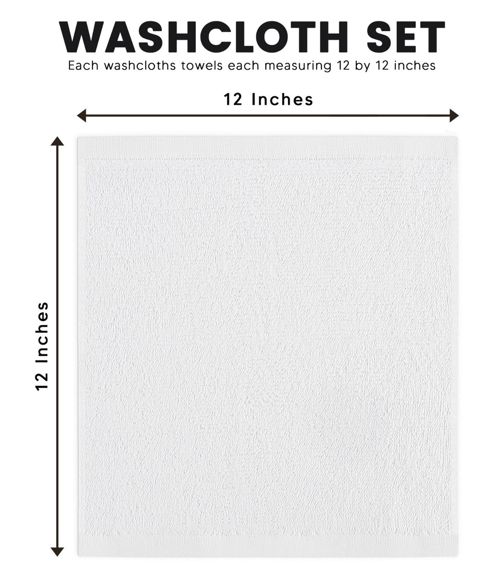 YRALY Cotton Washcloths Set - Premium Quality Face Cloths, 100% Cotton Ring Spun, Soft & Absorbent Towels for Body (50 Pack, White)