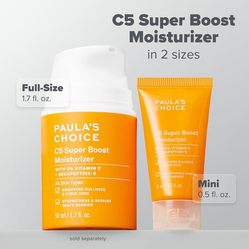Paula's Choice C5 Super Boost Face Moisturizer - 5% Vitamin C & Squalane for Even Tone & Fine Lines | Fragrance-Free Daily Lotion