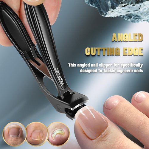 Vepkuso Toenail Clippers&Nail Clippers for Seniors Thick Nails - Professional Nail Clippers Set for Men/Women, Manicure Kit with Angled Head, Stainless Steel Toe Nail Cutter, Gift Idea