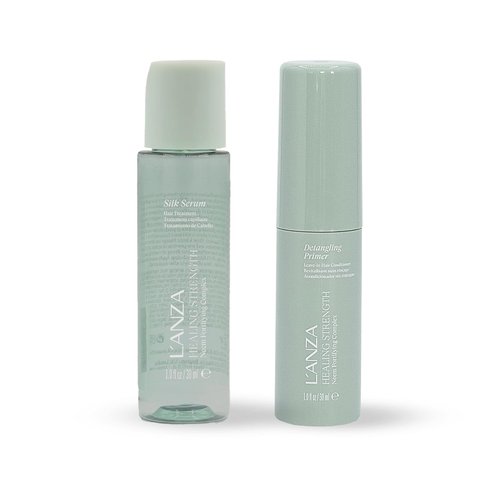 L'ANZA Healing Strength Hair Care Duo - Silk Serum & Detangling Primer for Damage Repair | 1 fl oz Each