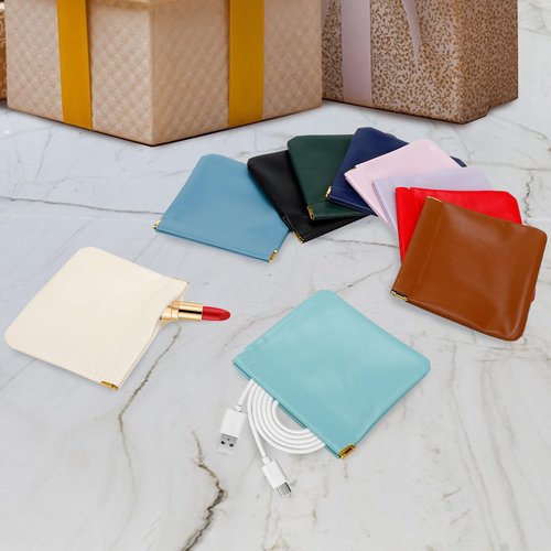 LINKIM BOLLY 10 Pcs Small Pocket Makeup Bag Portable Mini Pouch No Zipper Self-closing Waterproof Pocket Pu Leather Cosmetic Bag for Jewelry Lipsticks Daily Saving Women & Girl Gift (4.4 * 4.5inches)