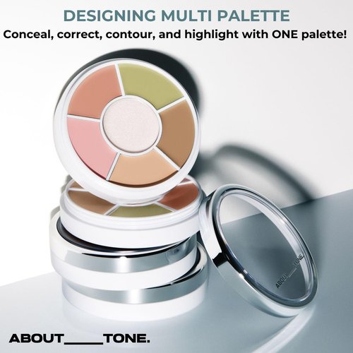 ABOUT TONE Multi Palette - All-In-One Concealer, Corrector, Highlighter & Contour | Buildable, Long-Lasting Coverage
