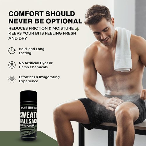 Explicit Essentials Ball Powder for Men - Talc-Free Anti-Chafing & Sweat-Absorbing Moisture Control