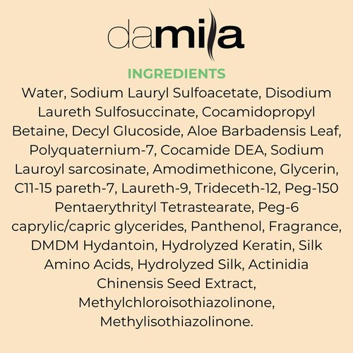 damila Salt & Sulfate Free Shampoo for Keratin and Color Treated Hair - Perfect for Damaged, Frizzy, Curly or Dry Hair (33.8 Fl Oz)
