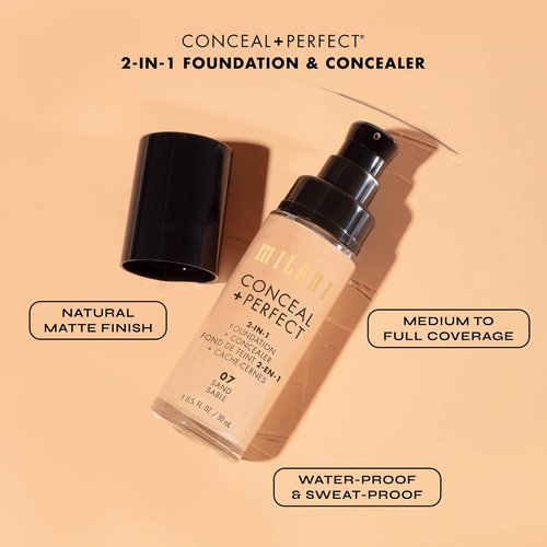 Milani Conceal + Perfect Liquid Foundation - Flawless Coverage in Light Natural, 1 Fl. Oz.