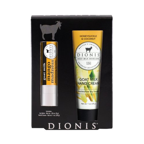 Dionis Goat Milk Honeysuckle & Coconut Hand Cream and Mango Madness Lip Balm Set