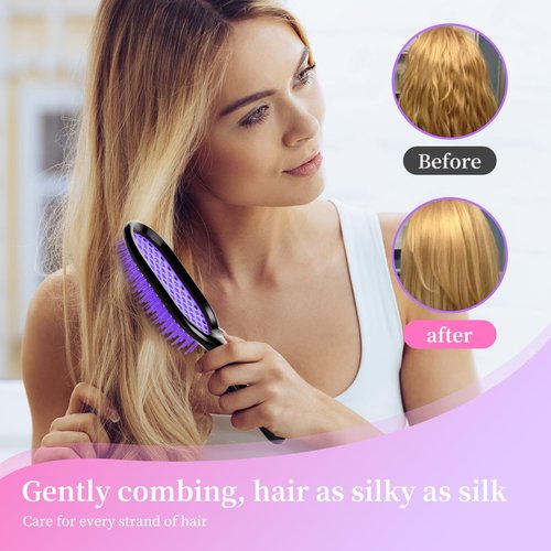 Skiennix Detangling Brush Set - Gentle & Effective for Wet or Dry Hair Types | Ultra-Light & Ventilated (Pink, Purple, Green, Black)