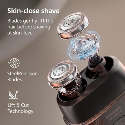 Philips Norelco Shaver 500 Series - Compact Electric Shaver with Lift & Cut System, Steel Blades, Wet & Dry Use, Travel Case