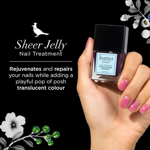 butter LONDON Nail Strengthener - Nourishing Jelly Preserve for Damaged Nails | Pink Translucent Finish