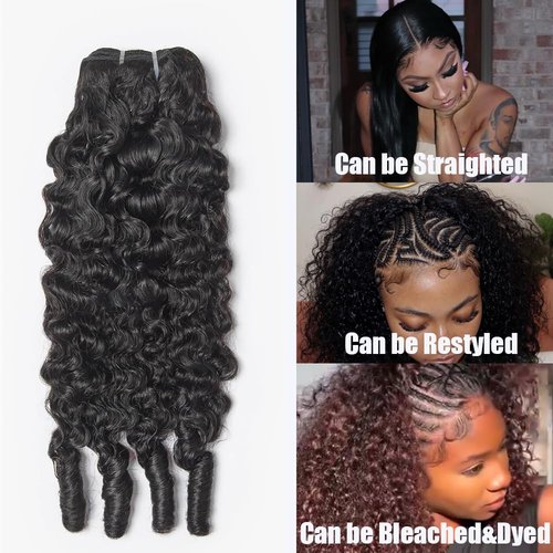 Burmese Curly Bundles Human Hair 14 Inches 3C4A Water Wave Quick Weave with Spiral Curly End 100% Unprocessed Kinky Curly Human Bundles in Hair Extensions Natural Black