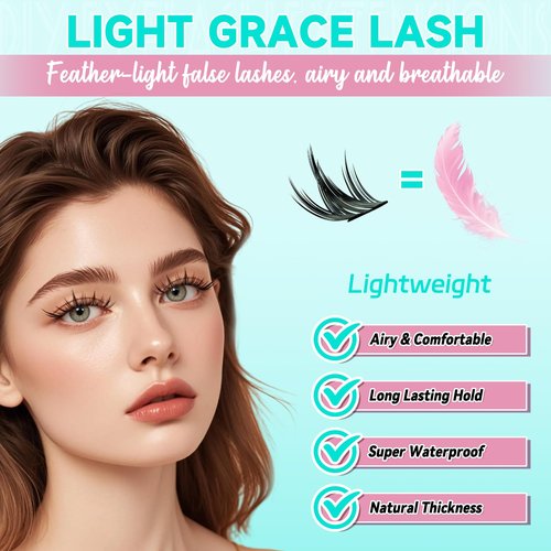 Manga Lash Clusters Kit DIY Left Right Eyelash Extensions Kit C Curl Lashes Cluster with Lash Bond and Seal Waterproof,Lash Remover,Lash Applicator Tool For False Lashes Extension(Fox&Puppy Kit)