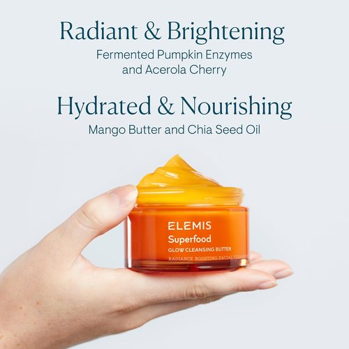 ELEMIS Superfood AHA Glow Cleansing Butter - Daily Facial Cleanser & Mask for Bright, Nourished Skin