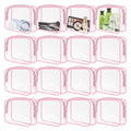 GONITYOU 16 Pieces Clear Makeup Bags Bulk, TSA Approved Toiletry Bags Travel Pouch, Waterproof PVC Plastic Small Clear Cosmetic Bags with Zipper for Organizing (Pink Border)